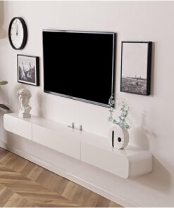 Meuble TV Meuble TV flottant de 47''/63'', console multimédia murale, étagère sous le téléviseur for cacher le boîtier de câble audio-vidéo, for chambre à coucher, salon Meuble pour téléviseur(160x24x