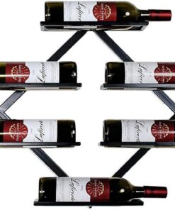 Casier à vin Industriel décoratif pour Bar, casier à vin Mural en métal, présentoir pour 6 Bouteilles, casier à vin pour Bar/Cuisine/Organisateur d'armoire/Noir