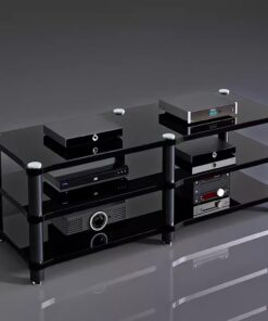 Armoire de Composants Audio/vidéo Robuste à 3 Niveaux, Support multimédia AV, Organisateur stéréo de Divertissement – Centre de Divertissement d'angle pour Les Jeux, Salle d'enregistrement (