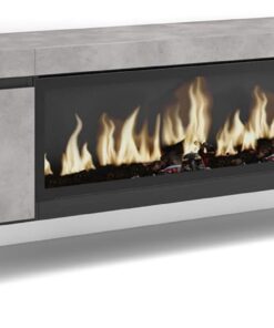 Skraut Home | Meuble TV | Banc Télé | Grand Espace de Rangement | 288x45x35 cm | TV Grand Format | Cheminée électrique XXL | Suspendu, Mural | Style Moderne | Ciment