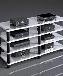 Étagère de jeu audio pour TV et projecteur, construction robuste pour salon et salle de jeux, convient pour DVD et disques