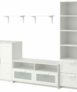 ProTuning BRIMNES/Burhault Meuble TV de rangement, blanc, 258 x 41 x 190 cm