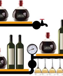 Porte Range Bouteille Mural Etagere Murale Cuisine Casier à Bouteilles Rangement Bouteille Casiers et Supports de Cuisine Meuble Bar avec Porte Verres Suspendu pour Comptoir de Bar Salon Cuisine