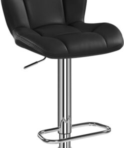 Yaheetech Tabouret de Réglable Hauteur - Noir | Hauteur Réglable 89-111cm avec Dossier | Charge Max 136kg, Base Métal Stable | Similicuir Hydrofuge | Cuisine, Bar, Salon