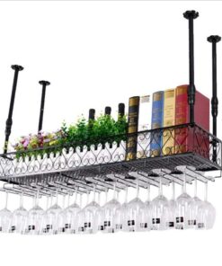 Casiers à vin, étagères flottantes, casiers à vin au Plafond, Hauteur réglable, Support de Rangement pour étagère Murale, Support pour Porte-gobelets en Verre, décoration de Bar