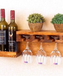 NMDCDH Casier à vin Stockage en Bois Supports à Verres muraux Suspendus Porte-Verre à vin étagère Murale décoration pour la Maison Salon Cuisine Bar Restaurant