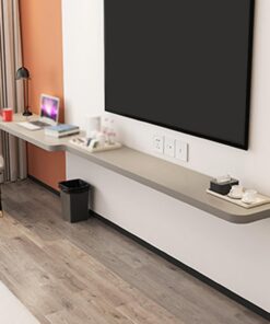 Meuble TV Mural Flottant, Console, étagères, Table d'appoint, cloison pour Maison, Bureau, hôtel, Gris (200 x 40 cm)