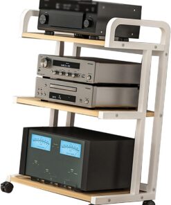 Support Audio, Support multimédia Audio, étagères de Rangement multimédia AV à 3 Niveaux, Support de Tourne-Disque avec poignée, pour Consoles de Jeu, Meuble multimédia Audio pour Tourne-dis
