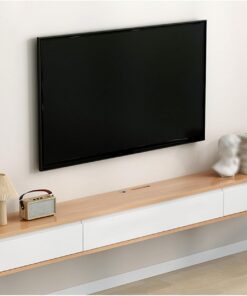 Meuble TV Blanc Flottant avec tiroirs et Gestion des câbles Centre de Divertissement Mural Moderne pour téléviseurs jusqu'à 200 Pouces