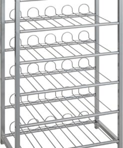 HAKU Casier à Bouteilles 30 Bouteilles Casier à Bouteilles en métal, Couleur Aluminium - Dimensions : L 54 x H 90 x P 31 cm, Style : Moderne