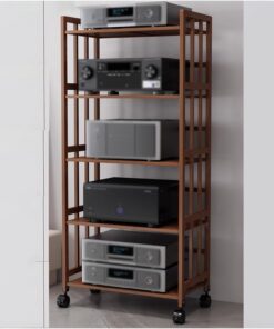 Meuble d'armoire à 5 Niveaux de 62 Pouces de Hauteur pour équipement stéréo, Centre de Divertissement TV d'angle Mobile, Tour multimédia de Stockage de Composants AV, étagère Audio-vidéo pou