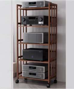 Meuble d'armoire à 5 Niveaux de 62 Pouces de Haut pour équipement stéréo, Centre de Divertissement TV d'angle Mobile, Tour multimédia de Stockage de Composants AV, étagère Audio-vidéo pour s