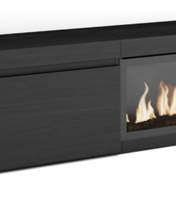 Skraut Home | Meuble TV | Banc Télé | Grand Espace de Rangement | 317x45x35 cm | Cheminée électrique XXL | Style Moderne | Noir