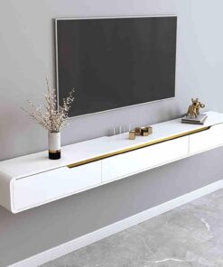 Support TV Flottant de Grande Taille,Meuble TV Suspendu avec Tiroirs,Étagère Console de Divertissement avec Porte Pliante,pour Salon et Chambre à Coucher Bureau à Domicile.