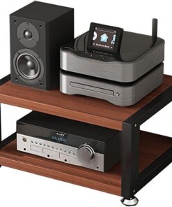 Étagères Rack de Stockage Audio Vidéo Support d'angle pour Support Multimédia Audiovisuel Support de Jeu Support Audio pour Le Salon Le Studio D'enregistrement La Salle de Jeux.(Mahogany,40x35x23cm)