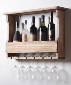 Casier à vin en Bois Rustique Vintage, Organisateur de Stockage de Bouteille de vin casier à vin Mural étagères à vin pour Les armoires de Bar de Cuisine à la Maison