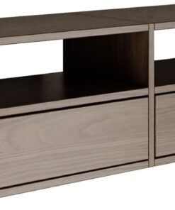 Selsey Meuble TV Suspendu Bois 100 cm Finition Aspect Noyer Design Minimaliste et Fonctionnel Idéal pour Intérieurs Modernes 2 Abattants et Niches Ouvertes