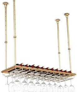 Casier à vin Casier à vin Suspendu avec Support en Verre et étagère Meubles de Bar pour Amateurs de vin et casier à vin de Bureau Casier à Verres à vin Suspendu au Plafond/Casiers