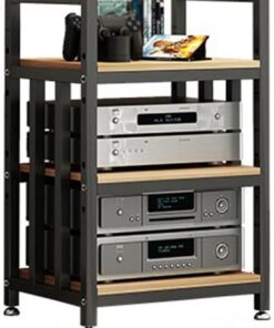 Support HiFi à 3/4 niveaux en bois massif pour platines, récepteurs, équipement audio, solution de rangement pour home cinéma et amateurs de musique