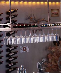 Étagère de Rangement Suspendue au Plafond pour Bar de Cuisine, Support de Verre à vin Suspendu, Support de Bouteille de vin Vintage, Support de Verre à vin de décoration de Plafond