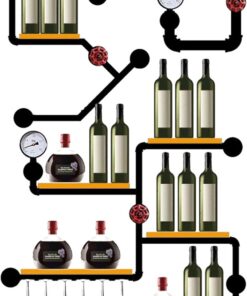 Porte Range Bouteille Mural Etagere Murale Cuisine Casier à Bouteilles Rangement Bouteille Meuble Bar avec Porte Verres Suspendu pour Comptoir de Bar Salon Cuisine Salle à Manger