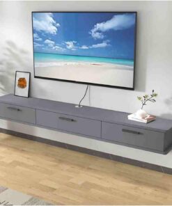 Générique Meuble TV Mural avec Rangement – Étagère TV Flottante pour Salon et Chambre, Gris, différentes Tailles Disponibles (140 x 22 x 20 cm) – Design élégant et Peu encombrant