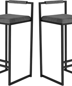 Tabourets de Bar avec tabourets de comptoir à Dossier Bas pour îlot de Cuisine, Salle à Manger et Salon, tabourets de Bar carrés Simples de Conception Moderne (2 pièces)