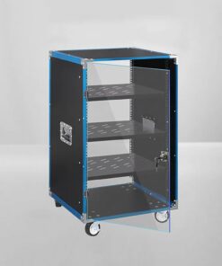 Meuble Stéréo, Meuble Rack Audio avec Porte en Acrylique, Rack Audio avec Étagères Réglables, Meuble Hi FI Rangement Multimédia Mobile Robuste, Meuble Audio Vidéo(3-Tier)