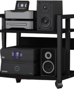 Support Audio, Support multimédia Audio, étagères de Rangement Mobiles à 2 Niveaux, Support multimédia AV, Support multimédia Audio, pour Consoles de Jeu, Platine Vinyle, Meuble multimédia a