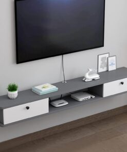 Meuble TV Suspendu/Flottant Composant D'armoire De Centre De Divertissement pour Étagère Murale,Étagère De Rangement Multimédia pour Boîtier De Câble De Console Vidéo/unité De Stockage Audio