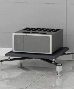 Meuble Hi FI, Support Meuble stéréo avec Pieds amortisseurs, Meuble Audio Vidéo AV Amovible, Meuble Rack Audio en Acier et Bois(Silver,27.5x5.9/70x15cm)