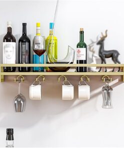 Casiers à vin muraux, étagères flottantes pour Bar, Cuisine, casier à vin Mural en métal, Rangement avec Verre à vin, présentoir à vin, présentoir à Verres en Fer, pour la décorati
