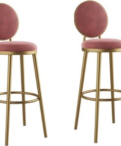 Lot de 2 tabourets de bar modernes en velours avec dossier et repose-pieds, chaise de bar pour salle à manger, tabourets de bar élégants pour bar (B 65 cm de hauteur assise)