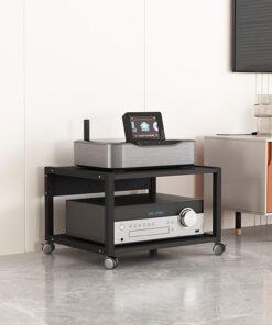 Support audio à 2/3/4/5 niveaux pour lecteur multimédia CD, armoire de composants audio/vidéo, étagère de rangement mobile sur pied avec roulettes pour la maison/bureau/théâtre, noir (taille