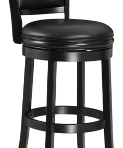 Ball & Cast Tabouret de Bar pivotant rembourré, Tabouret de Bar avec Dossier et Repose-Pieds, Tabouret de Bar en Bois pour îlot de Cuisine et Salle à Manger, Noir