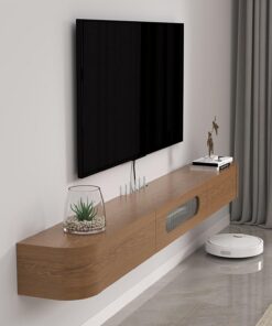 Meuble TV Mural, Console Multimédia Flottante avec Rangement, Grande Étagère Murale de Rangement pour Chambre a Coucher, Salon, Salle Multimédia, Salle de Jeux, pour Téléviseurs de 42 a 70" (