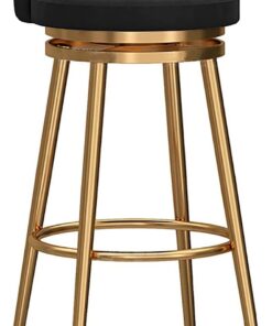 Tabouret de bar pivotant à 360°, assise rembourrée en velours doux avec pieds en métal doré, hauteur de comptoir pour île de maison, supporte 250 kg, hauteur d'assise 65 cm