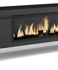 Skraut Home | Meuble TV | Banc Télé | Grand Espace de Rangement | 267x45x35 cm | TV Grand Format | Cheminée électrique XXL | Suspendu, Mural | Style Moderne | Noir
