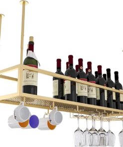 Étagère à vin de Plafond | Étagères de Rangement suspendues pour Bouteilles de vin | Hauteur et Largeur réglables | Convient pour Bar, Cave à vin, Cuisine, Salle à Manger (LD) (Tai