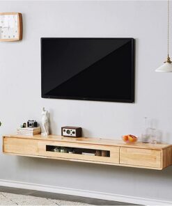 Console TV murale flottante avec tiroirs et rangement pour salon, chambre à coucher, salle multimédia – sous meuble TV