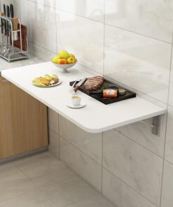 Table de Bar Pliante Murale Moderne pour Petit-déjeuner, pour Cuisine, Bureau à Domicile, Poste de Travail Informatique Compact Blanc pour Chambre à Coucher, buanderie.