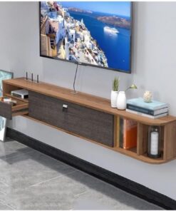 Meuble TV Meuble TV Mural, étagères flottantes avec Porte for Salon et Bureau Meuble pour téléviseur(Bruin,Grand)