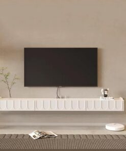 Meuble TV Mural de 65 Pouces, Unité TV Murale pour Téléviseurs de 47 a 52 Pouces, Console Multimédia de Divertissement Moderne avec 3 Tiroirs pour Le Salon et Le Bureau