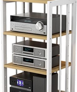 Meuble Rack Audio, Rack Audio, Meuble Hi FI avec Étagères Réglables, Meuble Audio Vidéo Mobile, Tour Audio en Rack for Le Bureau À Domicile(4-Tier)