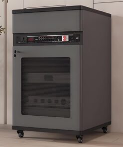 Audio/vidéo Chariot À Roulettes Pour Supports Audiovisuels Mobiles,Support Multimédia Avec Roulettes,Support De Lecteur Multimédia AV Avec Étagères Réglables,Meuble porte-disques noir(Gray,52x55x108cm