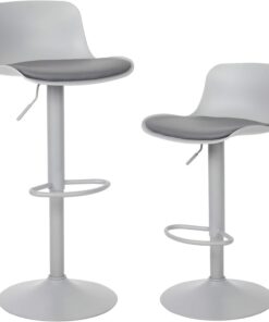 Kidol & Shellder Ensemble de 2 Tabourets de Bar avec Hauteur Réglable et Rotation à 360 ° Design Moderne et Ergonomique pour Comptoirs de Bar, de Cuisine et de Maison, Gris