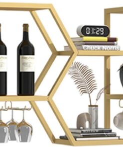 Étagères de Bar en métal à vin fixées au Mur avec Support pour Verres à vin, étagère d'affichage pour Bouteilles d'alcool, étagère Flottante pour Bar à Whisky pour la Maison, la sa