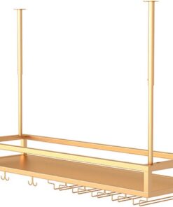 Casier à vin Rustique en Fer à Hauteur réglable pour Bars et Cuisines. Support à Verres à vin Suspendu pour Rangement à l'envers et décoration au Plafond.