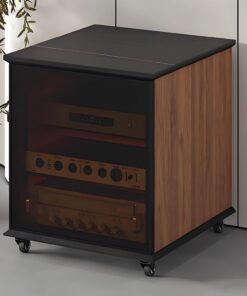 Meuble Chaine Hifi,Armoire D'équipement Multifonctionnel,armoire de composants stéréo,Multifonction Meuble Hifi,meuble chaine hifi meubles pour,Meuble porte-disques noir,étagère porte-CD(Brown,21.6x22