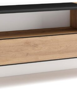 Skraut Home | Meuble TV | Banc Télé | Grand Espace de Rangement | 150x45x35cm | pour Les TV jusqu'à 65" | Suspendu, Mural | Style Moderne | Chêne